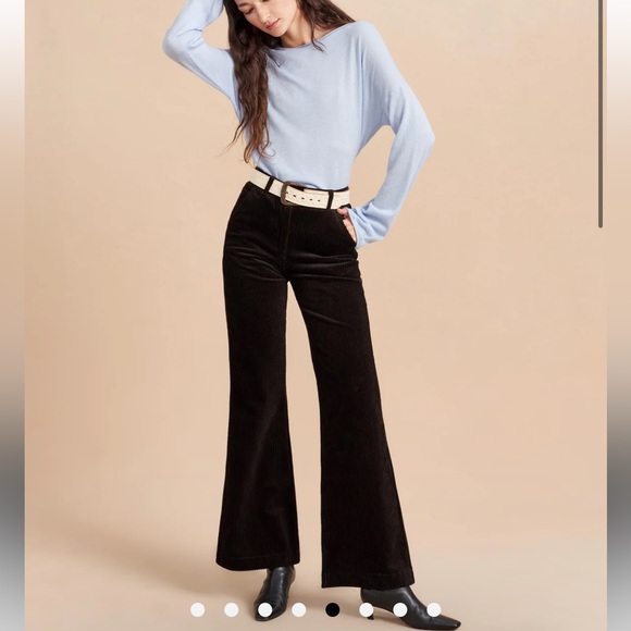 LA LIGNE Reece Meredith Blue Trouser Corduroy Pant 23 - Picture 3 of 9